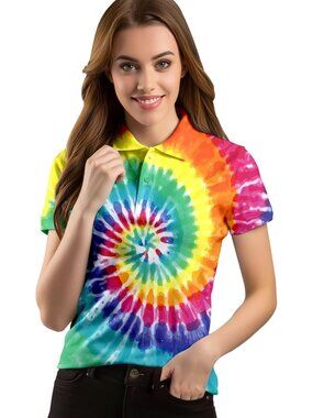 Women Tie-dye Short Sleeve Quick Dry Tennis Shirts Athletic Yoga Tops Fit